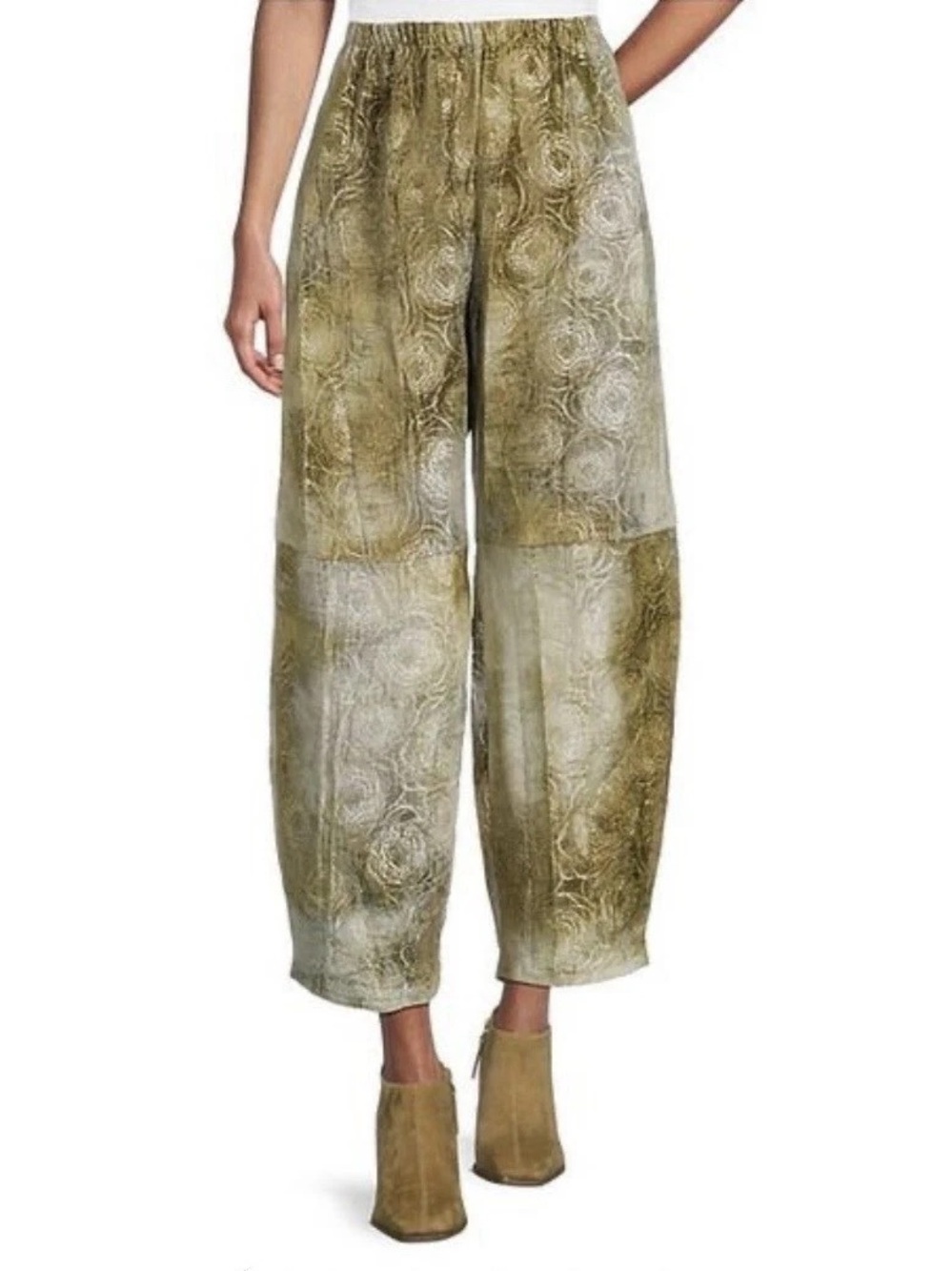 NWT Bryn Walker Oliver Velvet Chenille Lantern Barrel Pants XL Jacquard